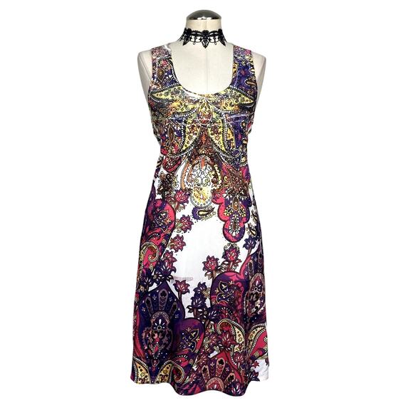 Ocean Breeze Dresses & Skirts - Vtg Y2K Bedazzled Rhinestone Lace Back Paisley Summer Mini Dress Mcbling Fairy